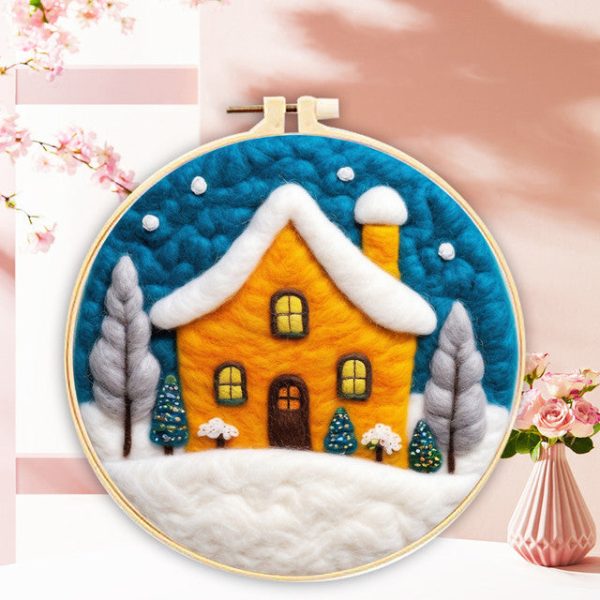Needle Felting - Yellow Winter Home on Sale