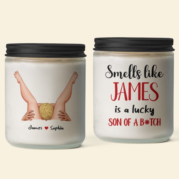Personalized Gifts For Couple Scented Candle Smells Like You Is A Lucky Son Of A B*tch Sale - Image 4