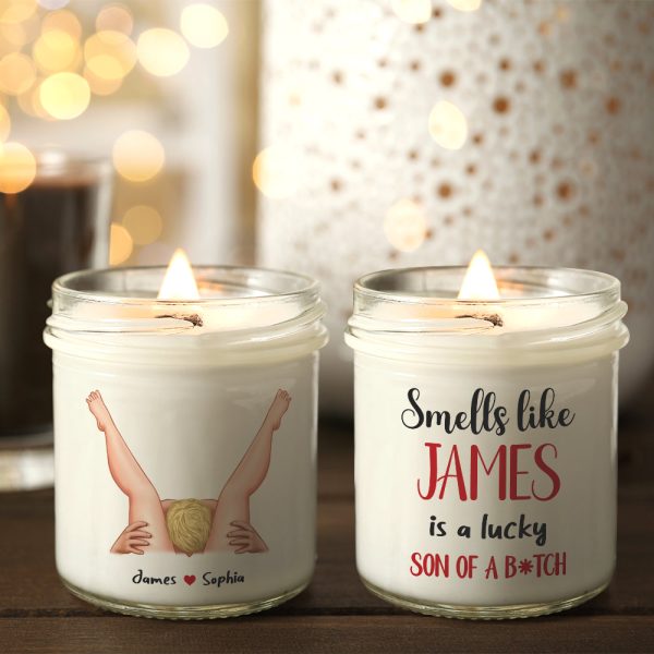 Personalized Gifts For Couple Scented Candle Smells Like You Is A Lucky Son Of A B*tch Sale