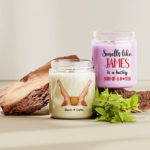 Personalized Gifts For Couple Scented Candle Smells Like You Is A Lucky Son Of A B*tch Sale - Image 3